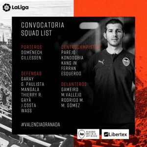 ESQUERDO LA NOVEDAD EN LA LISTA DE CONVOCADOS EN EL VALENCIA CF